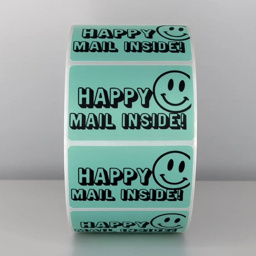 Happy Mail Inside Stickers | Smiley Face Labels for Cute Packaging & Shipping